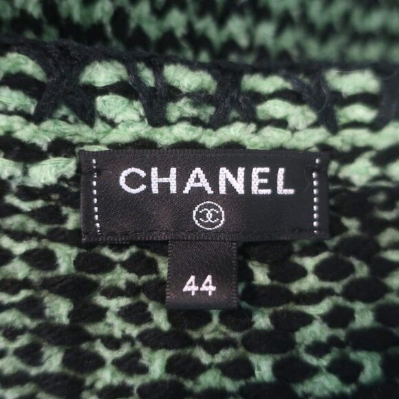 Chanel Cashmere Tweed Cardigan Jacket Sage Green Size 44 - Picture 8 of 11